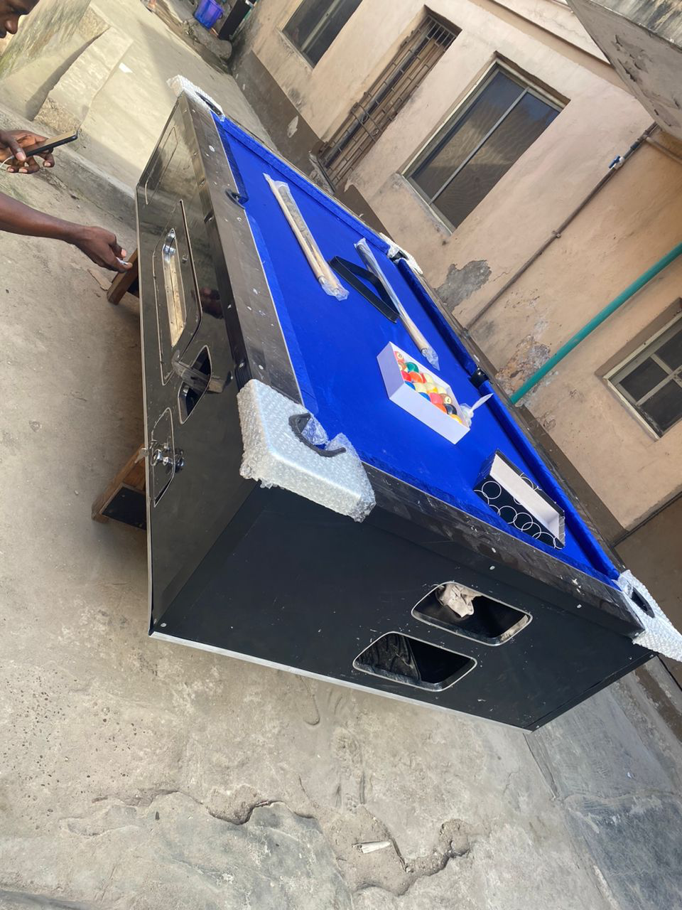 Black snooker table side view